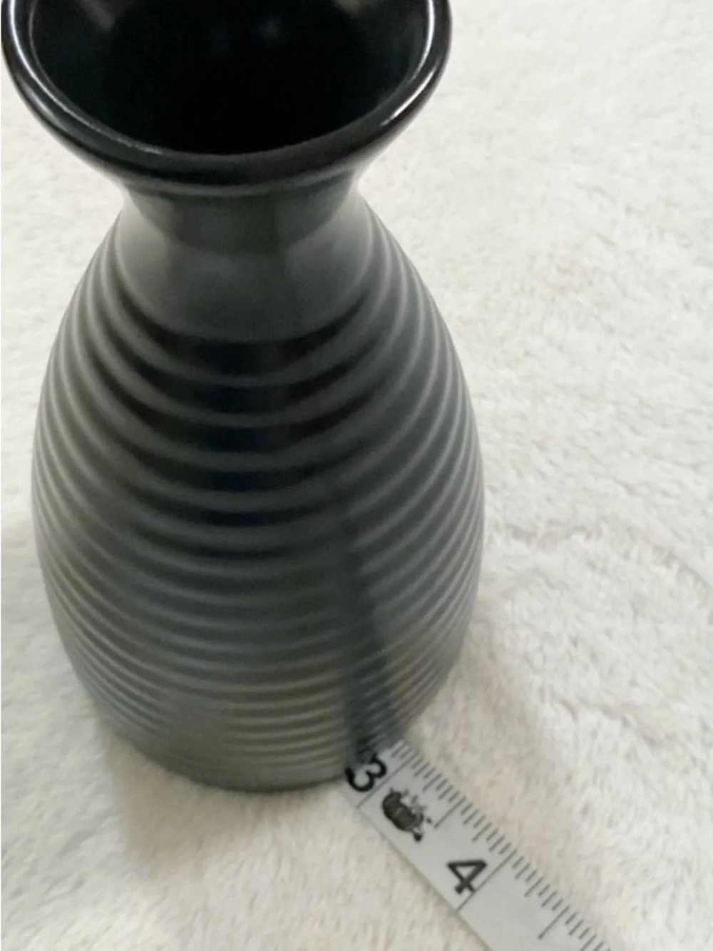 Pier 1 Ribbed Black Stoneware Bud Vase Modern Japandi Minimalist Decor
